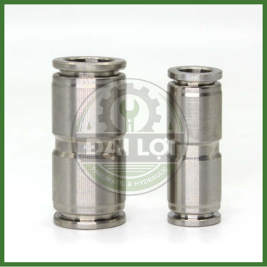 Nối 2 Đầu Ống Khí Nén Inox IPU | Đầu Nối Thẳng Chống Gỉ